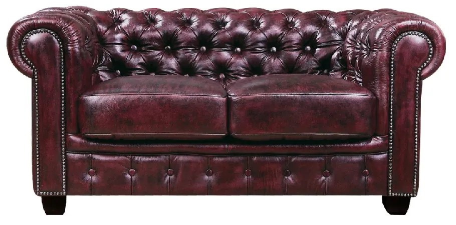 CHESTERFIELD BIRMINGHAM ΚΑΝΑΠΕΣ 2ΘΕΣΙΟΣ ΣΑΛΟΝΙΟΥ ΚΑΘΙΣΤΙΚΟΥ, ΔΕΡΜΑ ANTIQUE RED