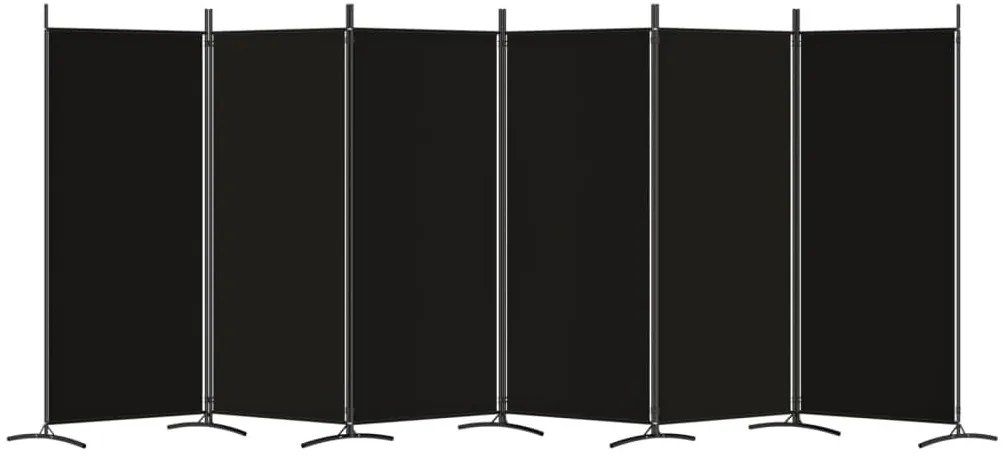 Διαχωριστικό Δωματίου με 6 Πάνελ Μαύρο 520x180 εκ. από Ύφασμα - Μαύρο