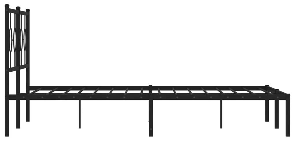 vidaXL Πλαίσιο Κρεβατιού με Κεφαλάρι Μαύρο 150 x 200 εκ. Μεταλλικό