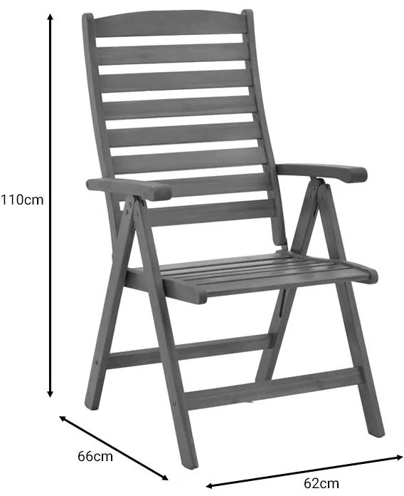Πολυθρόνα 5 θέσεων Warmo πτυσσόμενη ξύλο ακακίας φυσικό 62x66x110εκ 62x66x110 εκ.