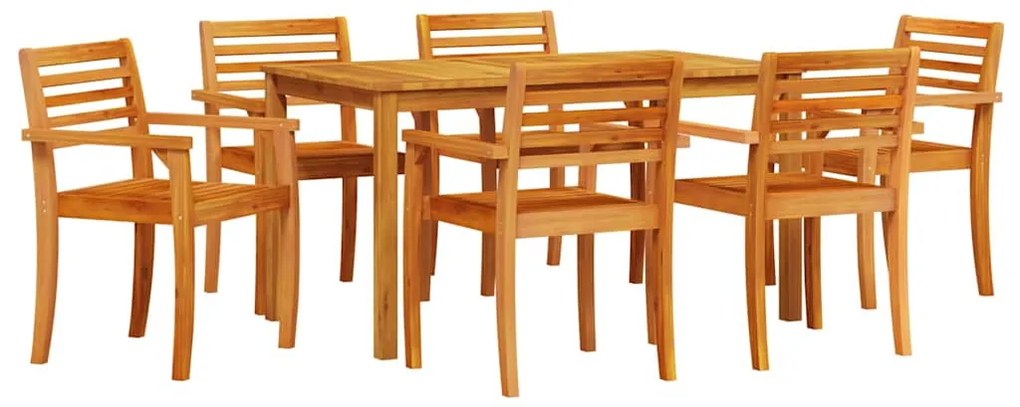 vidaXL Σέτ φαγητού για κήπο 7 pcs Καφέ Μασίφ ξύλο ακακίας