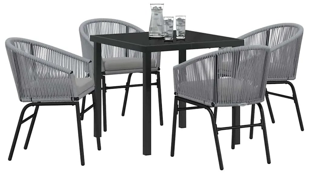 vidaXL Σέτ φαγητού για κήπο 5 pcs Γκρι Πολυ ράταν