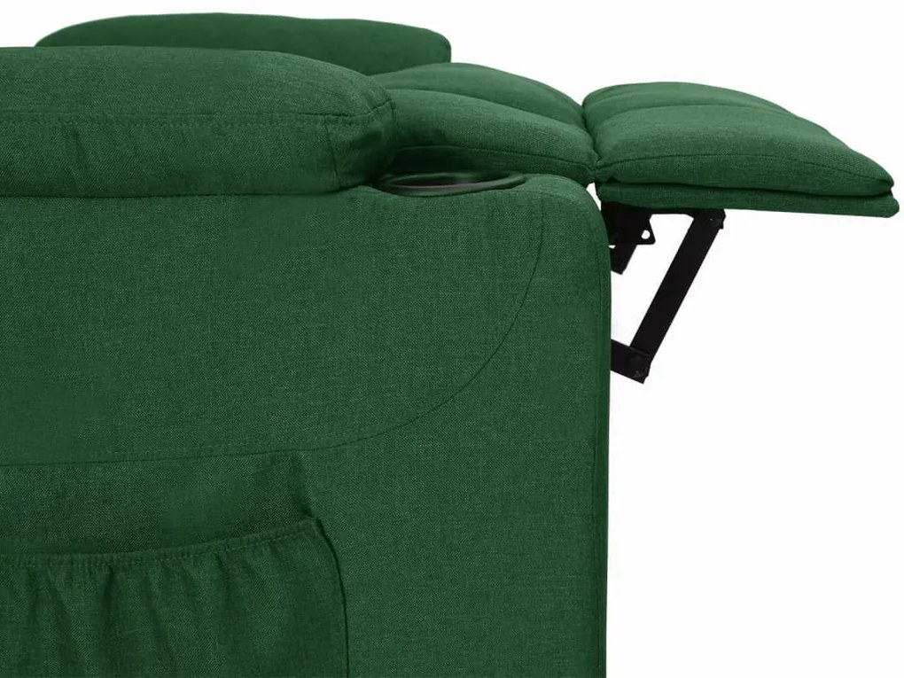 vidaXL Πολυθρόνα Ανακλινόμενη Σκούρο Πράσινο Υφασμάτινη