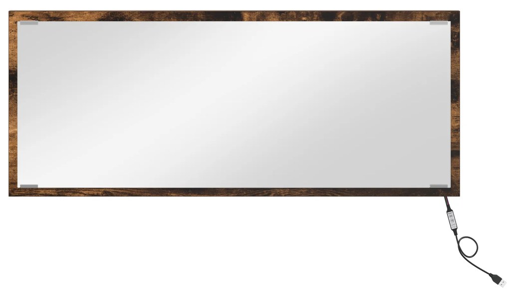 vidaXL Καθρέφτης Μπάνιου LED  Καπνιστής Δρυς 90x8,5x37 εκ Επεξεργασμένο Ξύλο