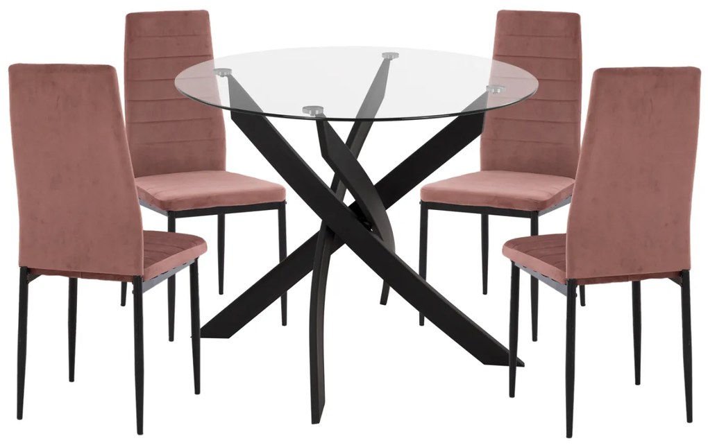 ΣΕΤ ΤΡΑΠΕΖΑΡΙΑΣ 5ΤΜΧ LADY HM21199.02 ΓΥΑΛΙ--ΜΕΤΑΛΛΟ ΣΕ ΜΑΥΡΟ &amp; ΒΕΛΟΥΔΟ ΣΑΠΙΟ ΜΗΛΟ
