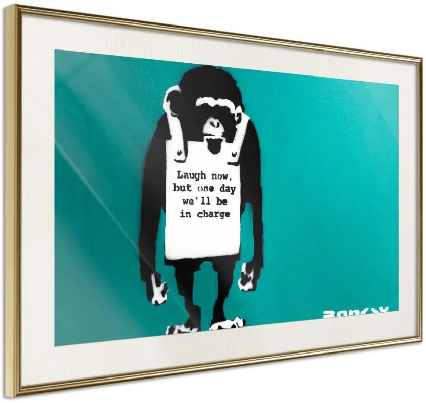 Αφίσα - Banksy: Laugh Now - 45x30 - Χρυσό - Με πασπαρτού