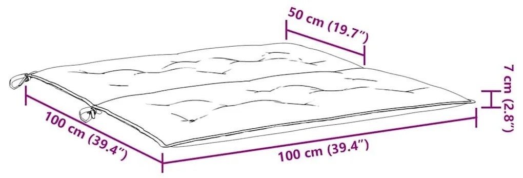 Μαξιλάρι Πάγκου Κήπου Μαύρο 100x(50+50)x7 εκ. Ύφασμα Oxford - Μαύρο