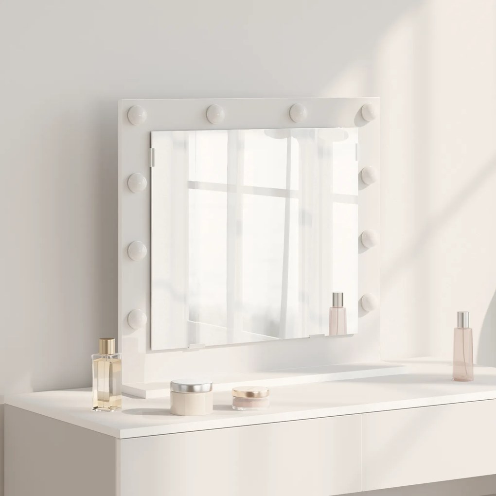 vidaXL Καθρέφτης Vanity με LED Φώτα Λευκό 60x55x18 εκ.