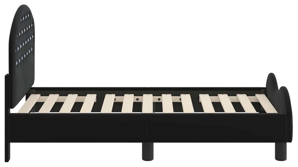 vidaXL Κρεβατική βάση για παιδιά με προσκέφαλο Μαύρο 70 x 140 cm