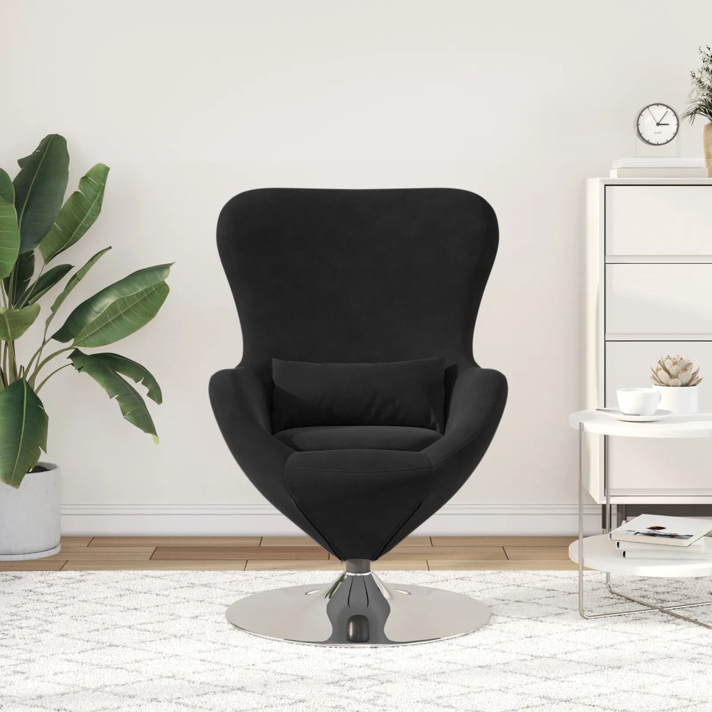 vidaXL Πολυθρόνα Αυγού Black Velvet
