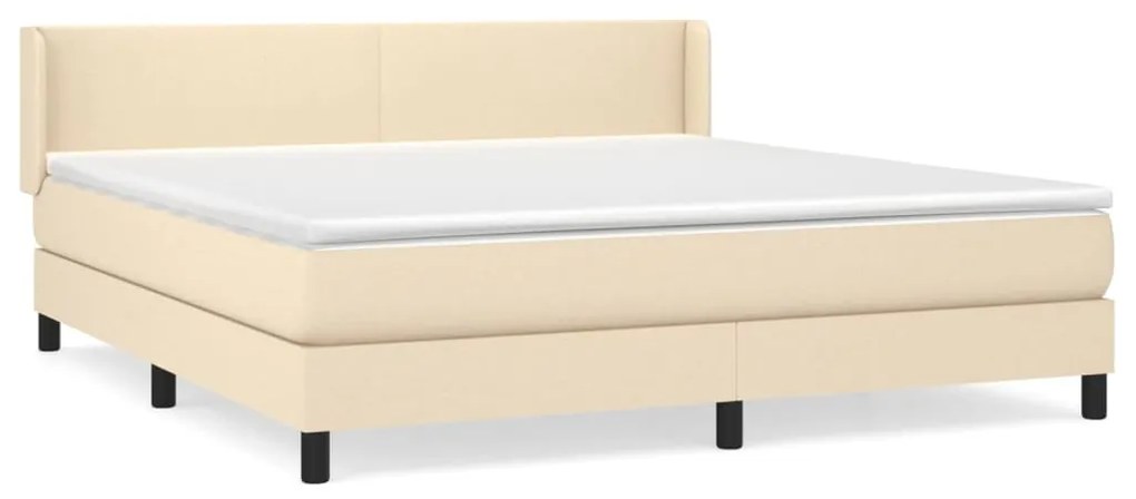 vidaXL Κρεβάτι Boxspring με Στρώμα Κρεμ 180x200 εκ. Υφασμάτινο