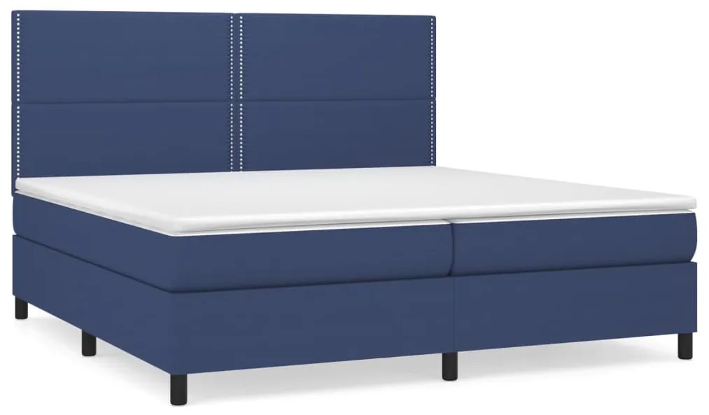 vidaXL Κρεβάτι Boxspring με Στρώμα Μπλε 200x200 εκ. Υφασμάτινο