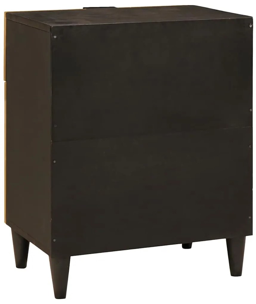 vidaXL Κομοδίνο Μαύρο και Χρυσό 50 x 33 x 60 εκ Μασίφ ξύλο μάνγκο