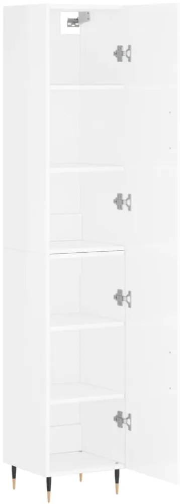 vidaXL Ντουλάπι Γυαλ. Λευκό 34,5 x 34 x 180 εκ. από Επεξεργασμένο Ξύλο