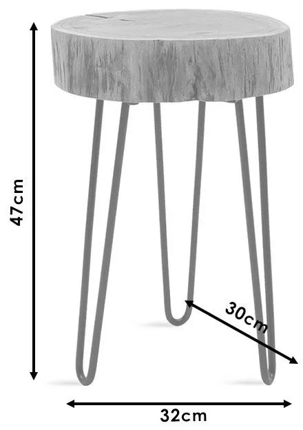 Βοηθητικό τραπέζι σαλονιού Tripp I μασίφ ξύλο 6,5-7εκ φυσικό-πόδι μαύρο 32x30x47εκ 32x30x47 εκ.