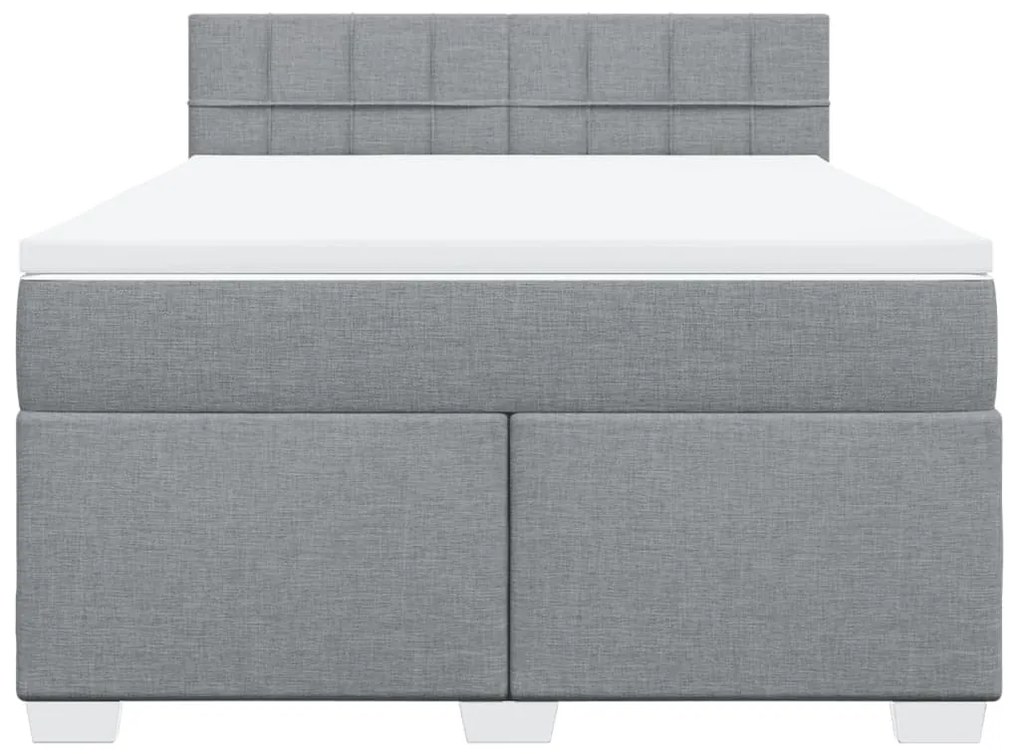 Κρεβάτι Boxspring με Στρώμα Ανοιχτό Γκρι 140x200 εκ. Υφασμάτινο - Γκρι