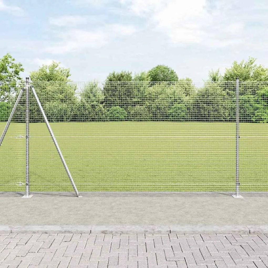 vidaXL Φράχτης με Στήλες. Ασημί 1.2 x 25 m Ατσάλι