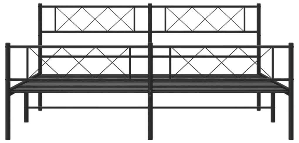 vidaXL Πλαίσιο Κρεβατιού Χωρ. Στρώμα&Ποδαρικό Μαύρο 180x200εκ. Μέταλλο