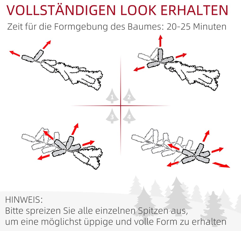 HOMCOM Τεχνητό Χριστουγεννιάτικο Δέντρο, Χιονισμένο, Λεπτό σχέδιο, Πυράντοχο, 180 cm, Πράσινο/Λευκό