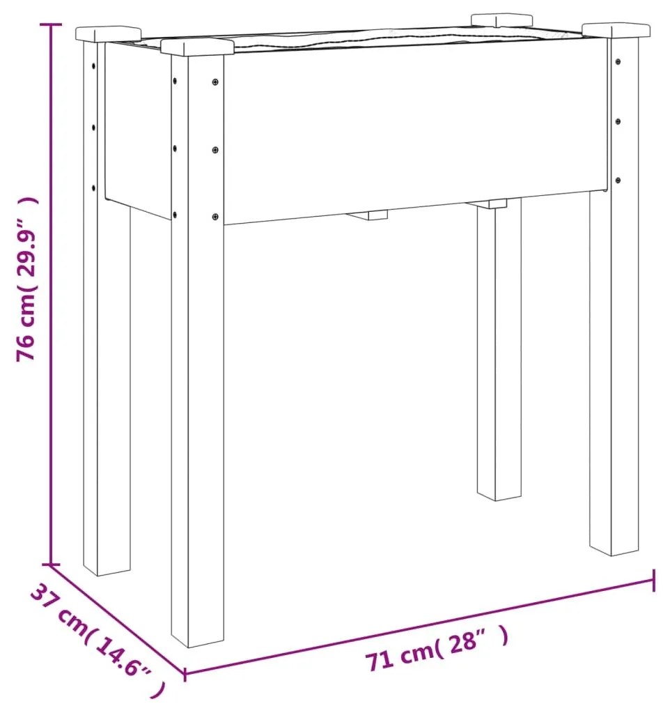 Γλάστρα με Ρόδες &amp; Επένδυση Καφέ 71x37x80 εκ. Μασίφ Ξύλο Ελάτης - Καφέ
