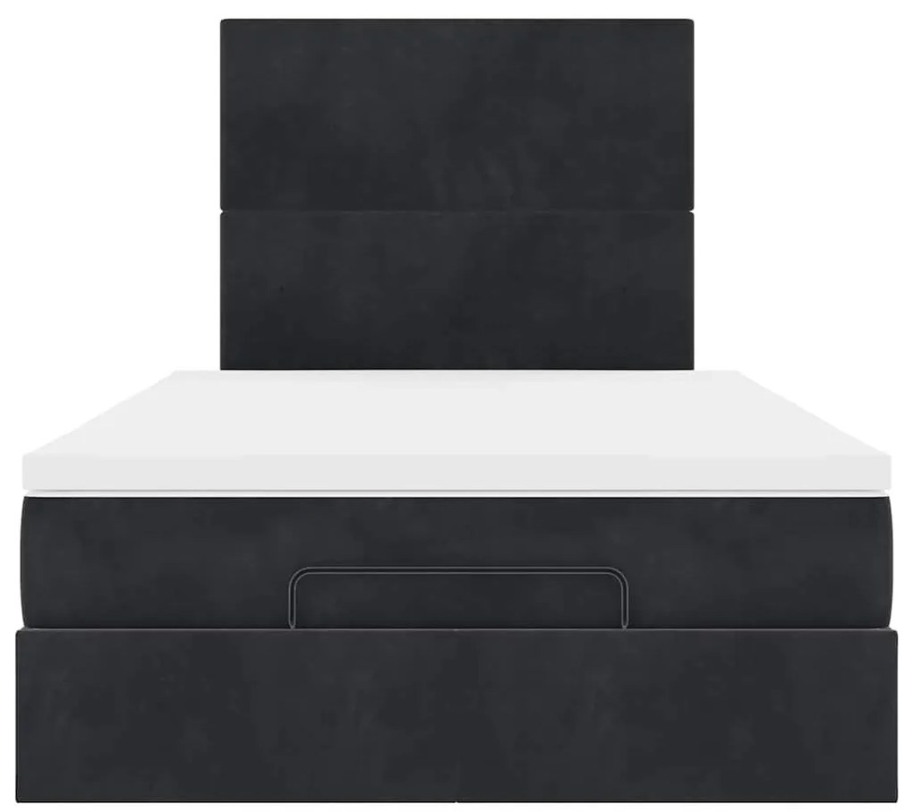 vidaXL Οθωμανικό κρεβάτι με στρώματα Μαύρο 120x200cm Velvet