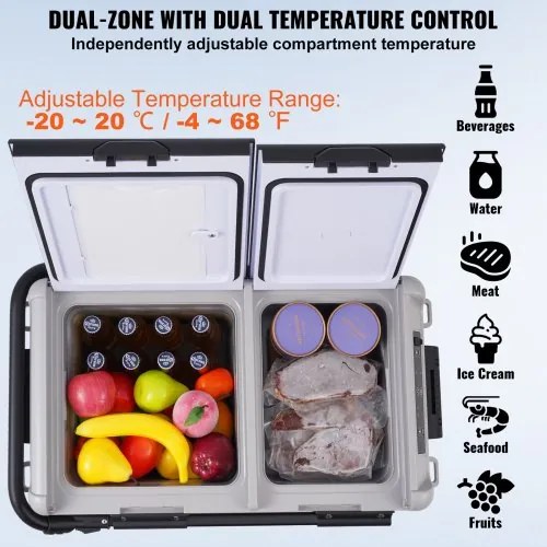 VEVOR Portable Car Refrigerator Freezer Compressor 40 L Dual Zone for Car Home