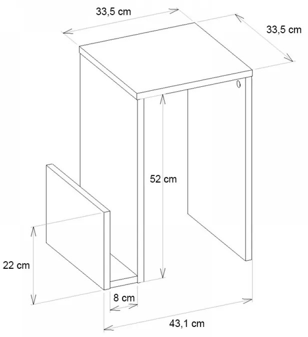 Τραπεζάκι βοηθητικό Regnar Megapap χρώμα sapphire oak 43,1x33,5x52εκ.
