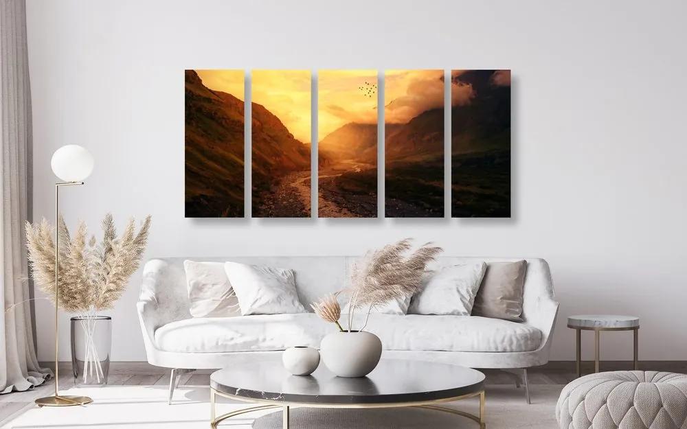 Εικόνα 5 μερών ηλιοβασίλεμα πάνω από το βουνό - 200x100