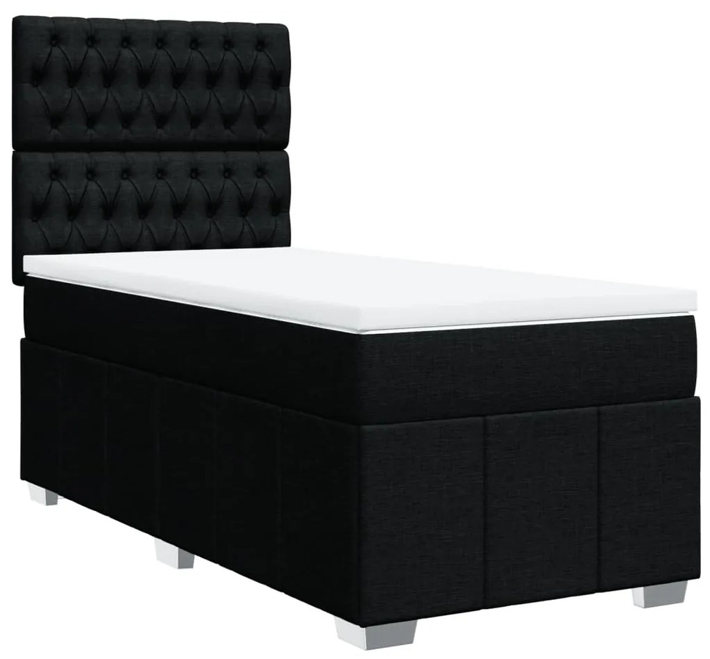 vidaXL Κρεβάτι Boxspring με Στρώμα Μαύρο 90x200 εκ. Υφασμάτινο