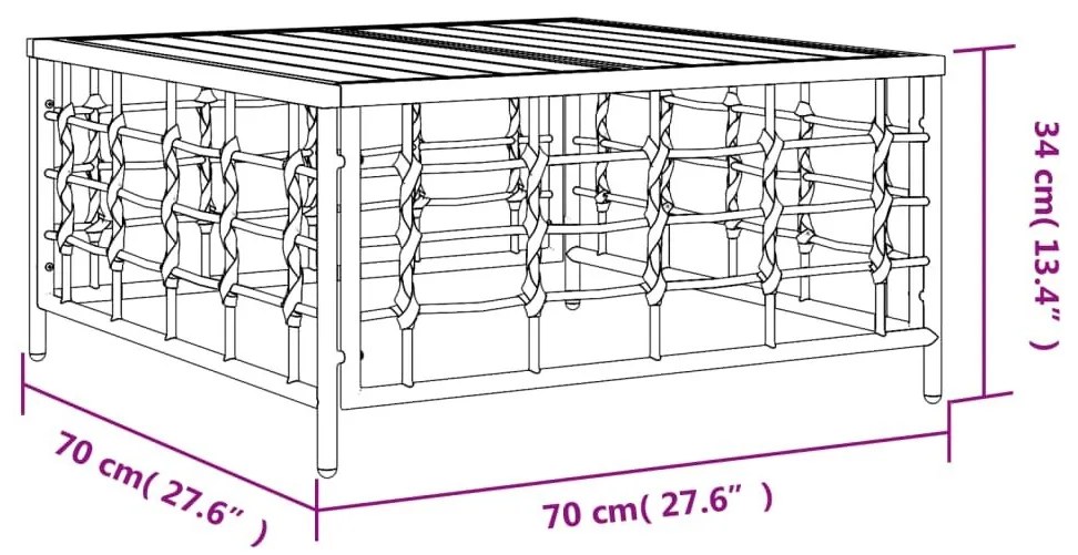 Τραπέζι Κήπου Ανθρακί 70 x 70 x 34 εκ. από Συνθετικό Ρατάν - Ανθρακί