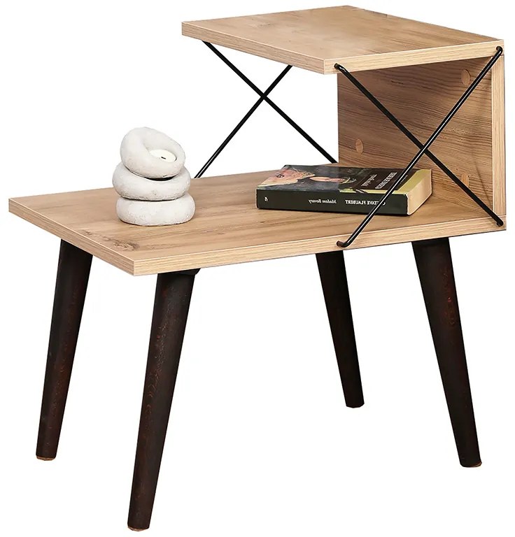 Βοηθητικό τραπέζι-κομοδίνο Gather pakoworld sonoma-καρυδί 50x40x55εκ