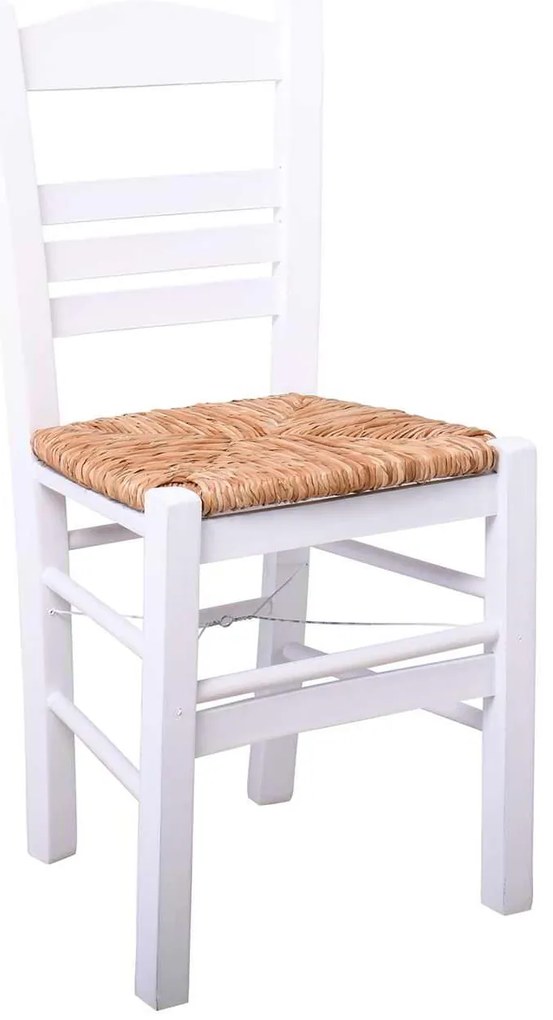Καρέκλα Ψάθα ΣΙΦΝΟΣ Εμποτ.Λάκα Λευκή 41x45x88cm