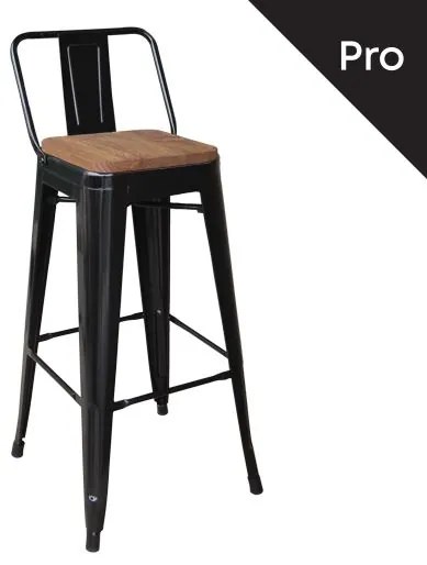 RELIX Wood Σκαμπό Bar-Pro με Πλάτη, Μέταλλο Βαφή Μαύρο, Απόχρωση Ξύλου Dark Oak 44x44x75/100cm Ε5208,1
