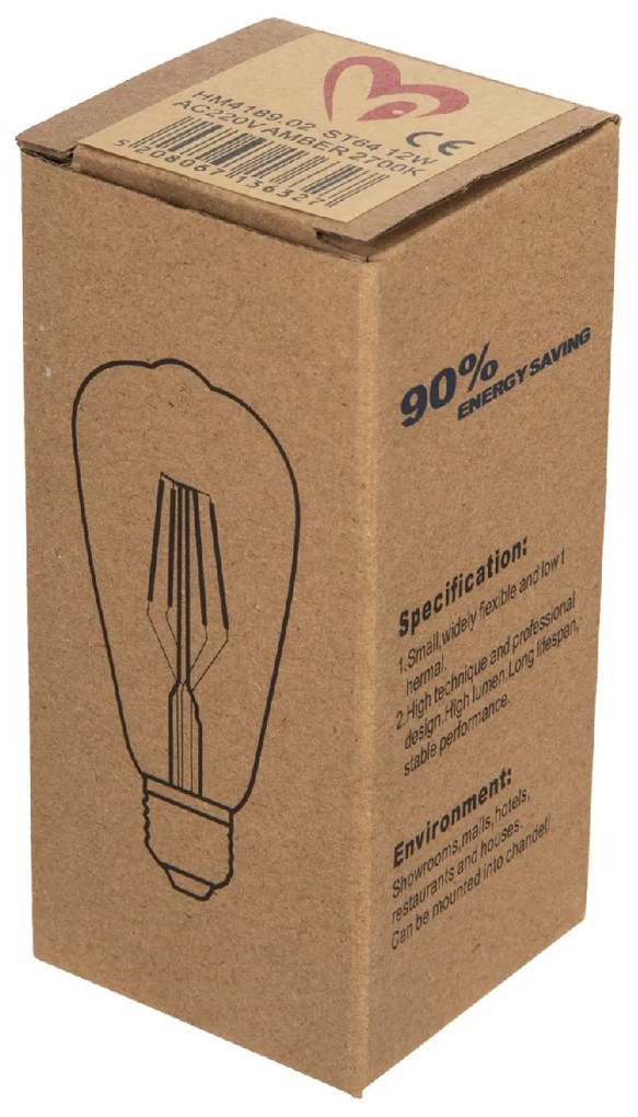 ΛΑΜΠΤΗΡΑΣ HM4189.02 LED FILAMENT 12W E27 2700K GOLD