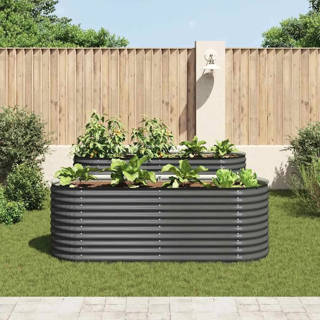 vidaXL Ζαρντινιέρα Υπερυψωμένη Γκρι 240x80x81 εκ. Γαλβανισμ. Χάλυβας
