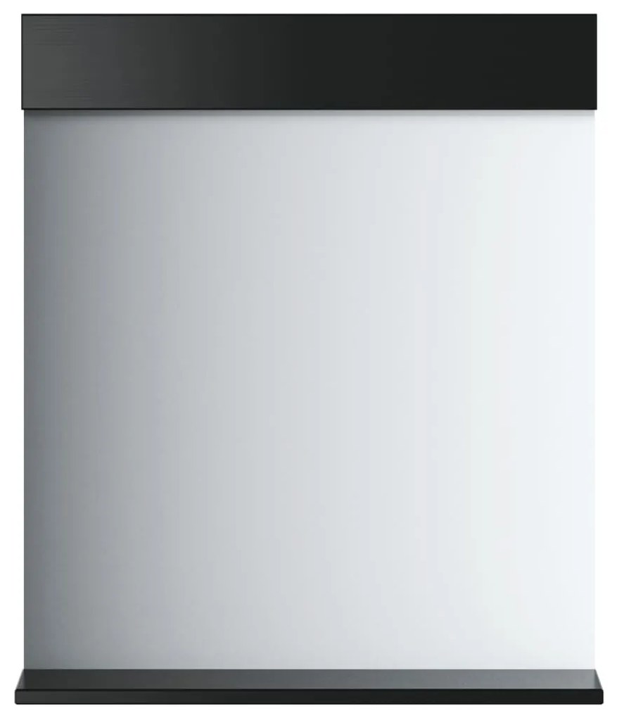 vidaXL Καθρέφτης Μπάνιου με Ράφι BERG Μαύρο 60x12x70 εκ. Μασίφ Ξύλο