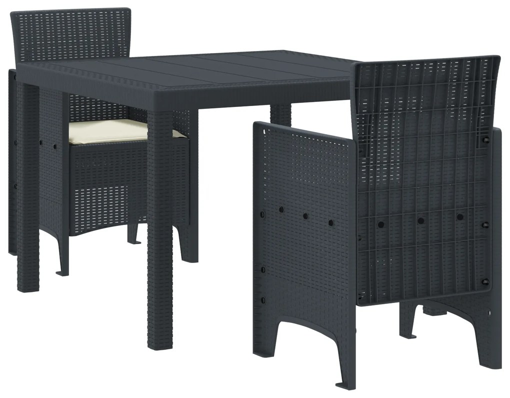 vidaXL Σετ Τραπεζαρίας Κήπου 3 pcs Ανθρακί 100 x 100 x 73 εκ Πλαστικό