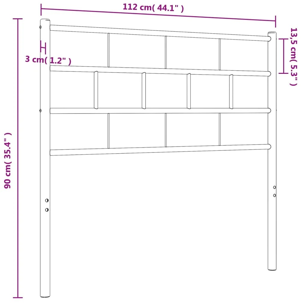 vidaXL Κεφαλάρι Μαύρο 107 εκ. Μεταλλικό