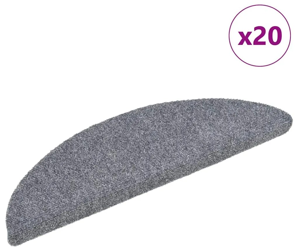 Πατάκια Σκαλιών Αυτοκόλλητα 20 τεμ. Ανοιχτό Γκρι Ημίκυκλα 56x17x3 εκ.