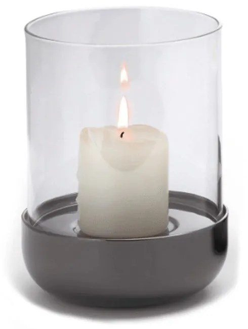 Κηροπήγιο Με Κερί Led Sally S 105042 10x10x15cm Smoke-Clear Philippi Γυαλί