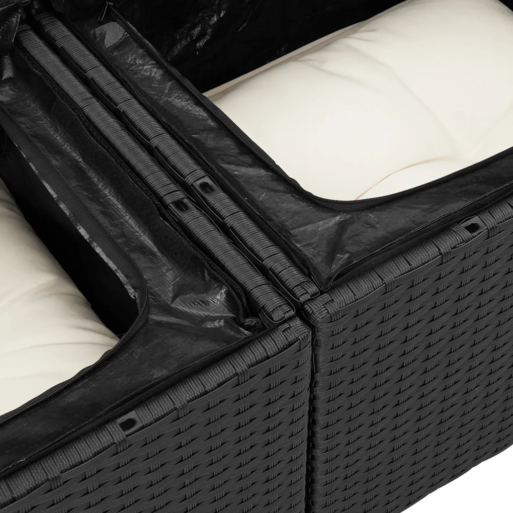 vidaXL Σετ Καναπέ Κήπου 7 pcs Μαύρος, λευκός 55 x 55 x 37 εκ