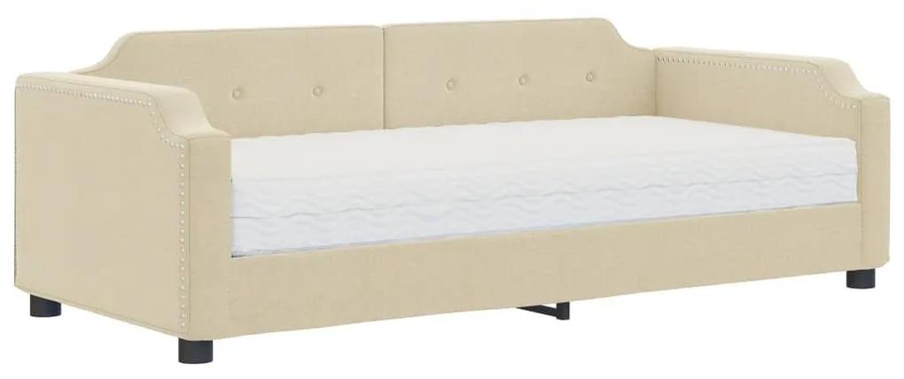 Καναπές Κρεβάτι με Στρώμα Κρεμ 80 x 200 εκ. Υφασμάτινο - Κρεμ