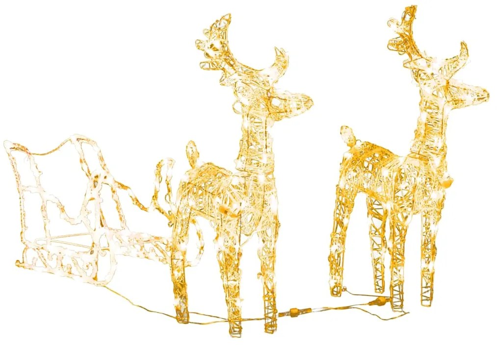 vidaXL Τάρανδοι Χριστουγεννιάτικοι με Έλκηθρο 130 εκ. 160 LED Ακρυλικό