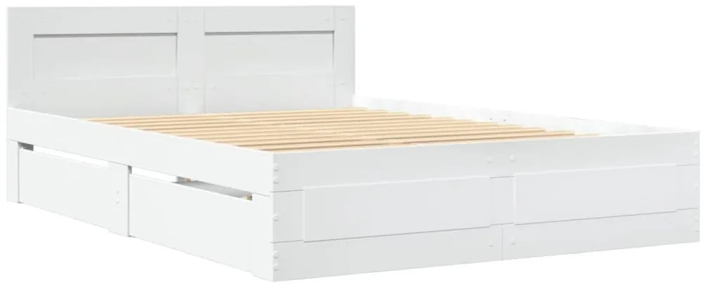 vidaXL Πλαίσιο Κρεβατιού με κεφαλάρι Λευκό 135x190 εκ Επεξεργ. Ξύλο