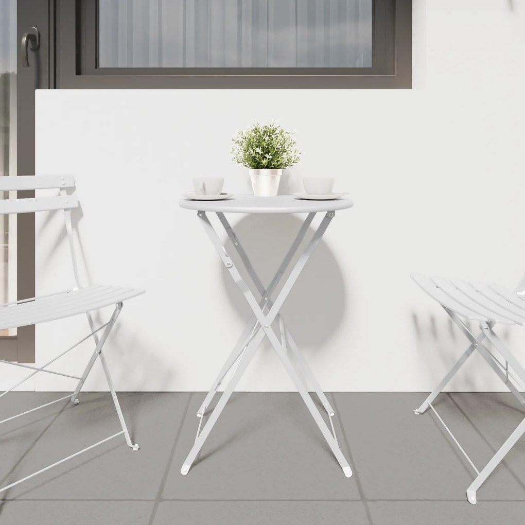 vidaXL τραπέζι bistro πτυσσόμενο λευκό Ø50x71 εκ. από βαμμένο ατσάλι