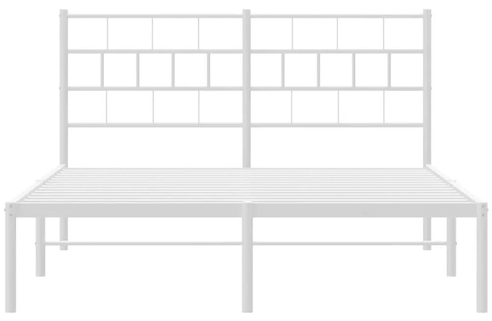 Πλαίσιο Κρεβατιού με Κεφαλάρι Λευκό 140x190 εκ. Μεταλλικό - Λευκό