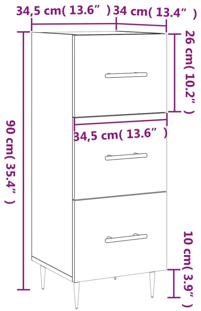 Ντουλάπι Sonoma Δρυς 34,5x34x90 εκ. από Επεξεργασμένο Ξύλο - Καφέ