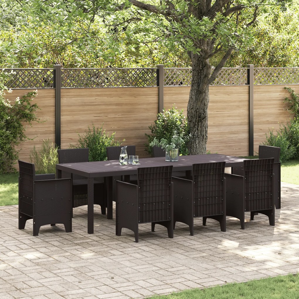 vidaXL Τραπέζι Κήπου Καφέ 250x100x73 cm Poly Rattan