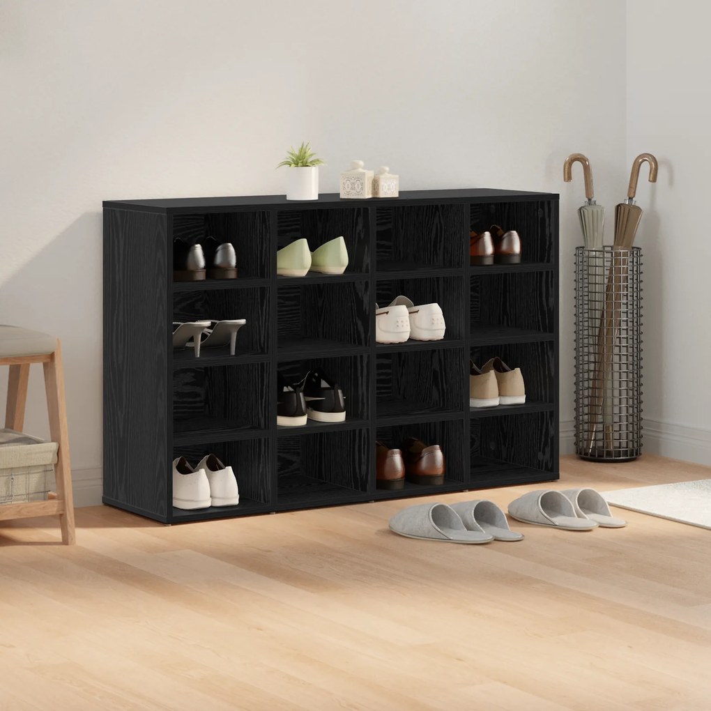 vidaXL Ντουλάπα Παπουτσιών Μαύρη δρυς 103x30x51 εκ Επεξεργασμένο ξύλο