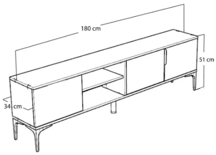 Έπιπλο τηλεόρασης Kowel μελαμίνης λευκό-oak 180x34x51εκ 180x34x51 εκ.